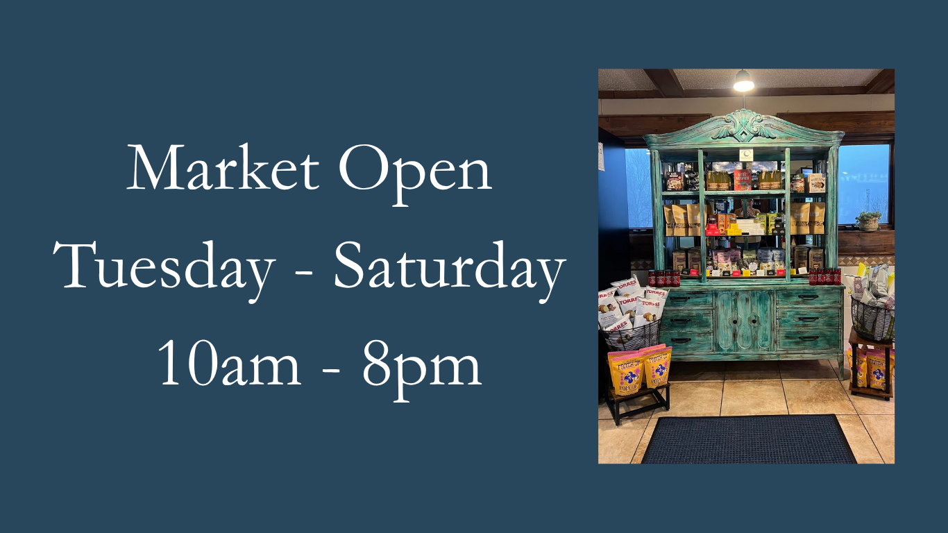 Market open Tuesday through Saturday, 10am to 8pm.